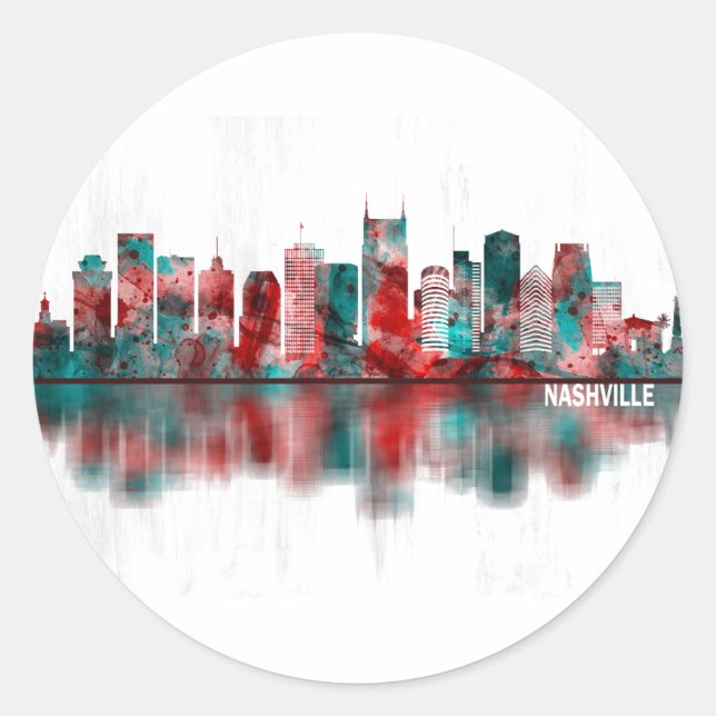 Nashville Tennessee Skyline Classic Round Sticker (Front)