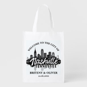 Nashville Tennessee Skyline destination Weeding   Grocery Bag