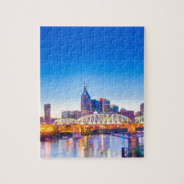 nashville tennessee skyline during blue hour jigsaw puzzle (Vertical)