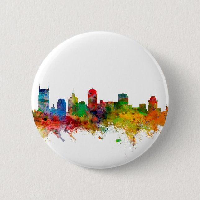 Nashville Tennessee Skyline Pinback Button (Front)