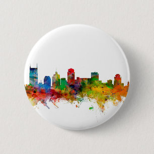 Nashville Tennessee Skyline Pinback Button