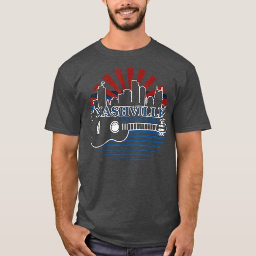 Nashville Tennessee Skyline Retro Country Music  T_Shirt