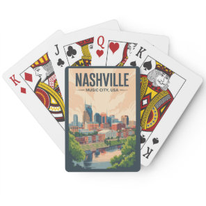 Nashville Tennessee Skyline Travel Art Vintage Poker Cards