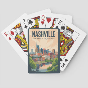 Nashville Tennessee Skyline Travel Art Vintage Poker Cards