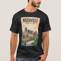 Nashville Tennessee Skyline Travel Art Vintage