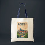 Nashville Tennessee Skyline Travel Art Vintage Tote Bag<br><div class="desc">Nashville retro vector travel design. From the Grand Ole Opry to street art murals,  it’s a must-visit destination for music lovers and urban explorers alike.</div>