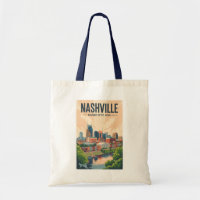 Nashville Tennessee Skyline Travel Art Vintage
