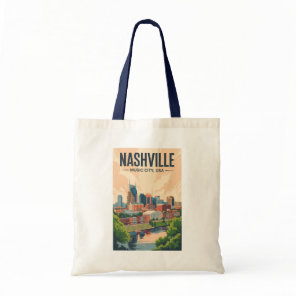 Nashville Tennessee Skyline Travel Art Vintage Tote Bag