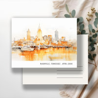 Nashville Tennessee Skyline Watercolor Travel