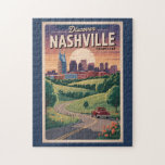 Nashville Tennessee Southern Road Travel Art Jigsaw Puzzle<br><div class="desc">Nashville retro vector travel design. From the Grand Ole Opry to street art murals,  it’s a must-visit destination for music lovers and urban explorers alike.</div>