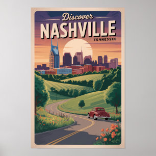Nashville Tennessee Southern Road Travel Art Poster