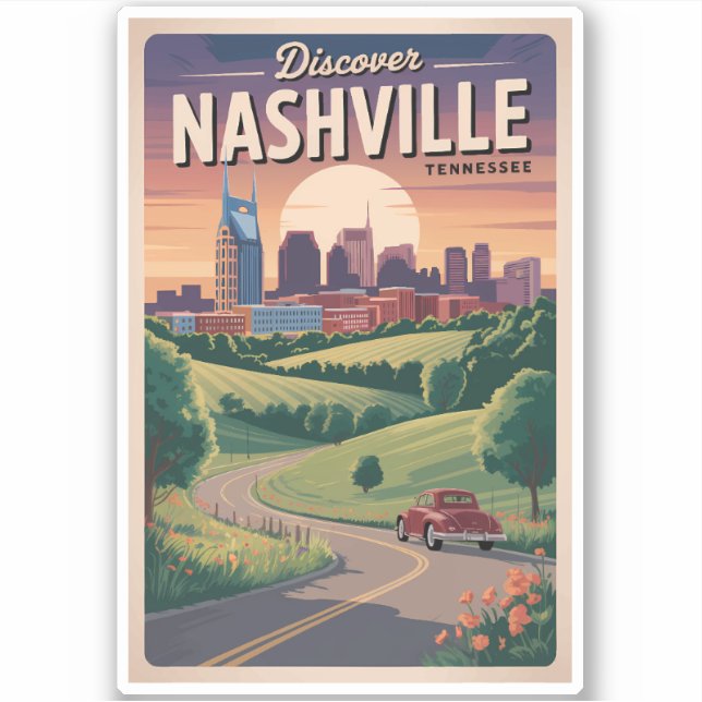 Nashville Tennessee Southern Road Travel Art Sticker (Front)