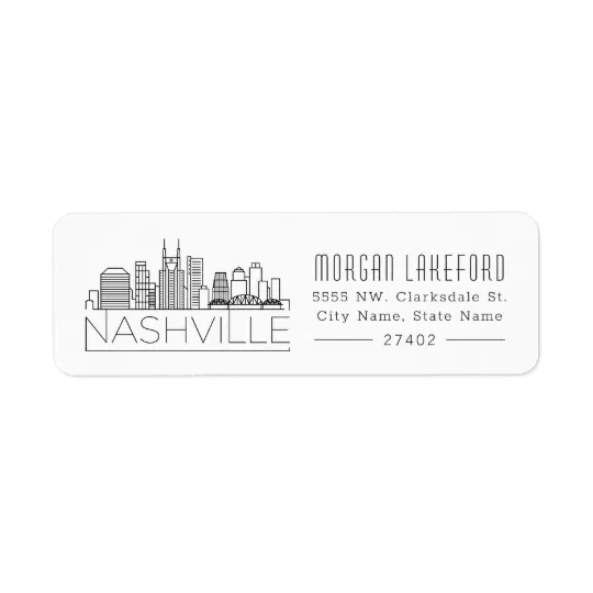 Tennessee Sticker Address Label Design #124 Nashville Tennessee Skyline Return Address Labels