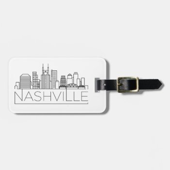 Nashville  Tennessee Stylized Skyline Luggage Tag by colorjungle at Zazzle
