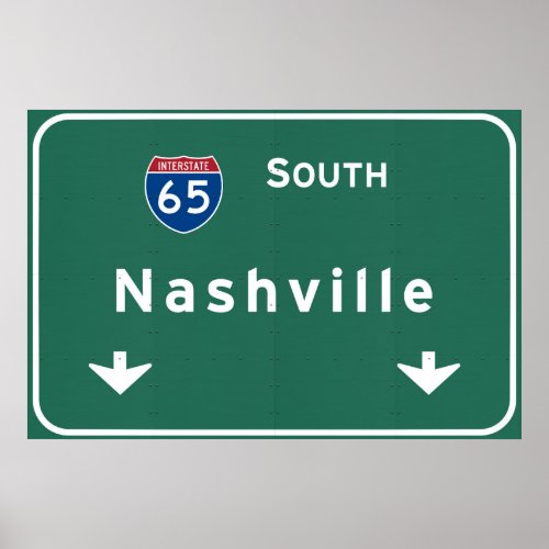 Nashville Tennessee tn Interstate Highway Freeway Poster