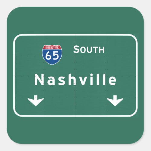 Nashville Tennessee tn Interstate Highway Freeway Square Sticker