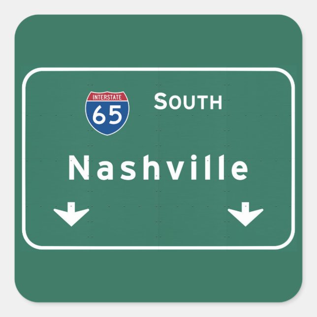Nashville Tennessee tn Interstate Highway Freeway Square Sticker (Front)