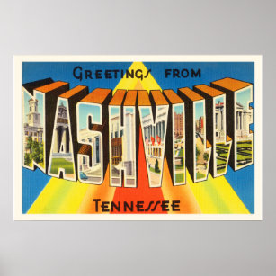 Nashville Tennessee TN Old Vintage Travel Souvenir Poster