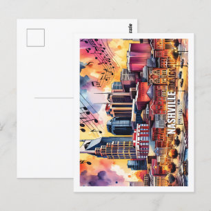 Nashville Tennessee USA Famous Place watercolor Postcard