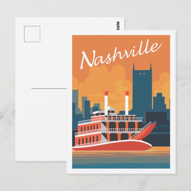 Nashville Tennessee USA Travel Place Illustration Postcard (Front/Back)