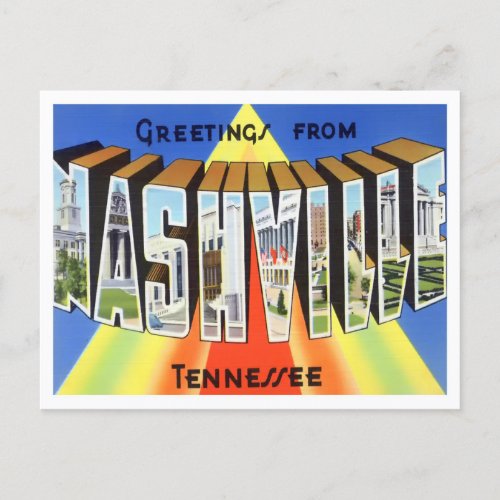 Nashville Tennessee Vintage Big Letters Postcard
