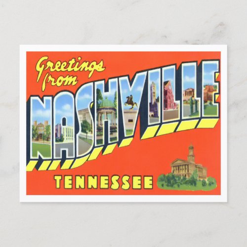 Nashville Tennessee Vintage Big Letters Postcard