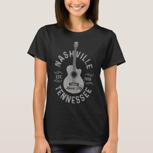 Nashville Tennessee Vintage Guitar Country Music C T_Shirt