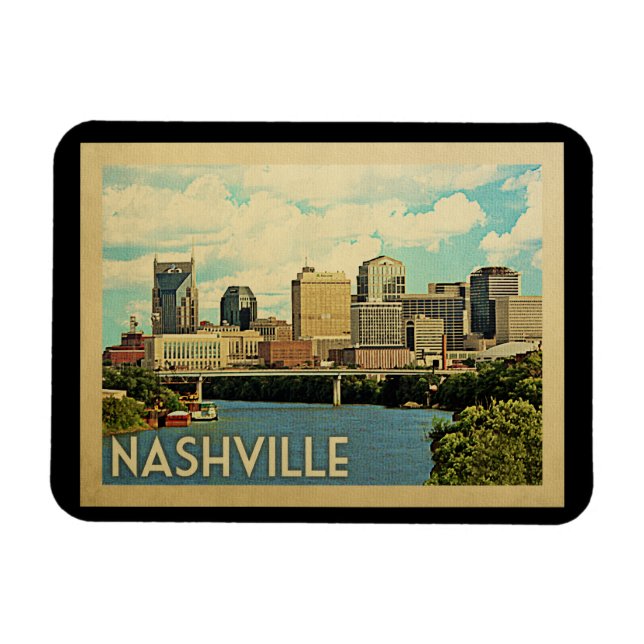 Nashville Tennessee Vintage Travel Magnet (Horizontal)