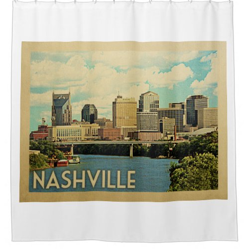 Nashville Tennessee Vintage Travel Shower Curtain