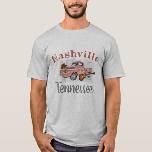 Nashville Tennessee Vintage Truck and Guitar T_Shirt