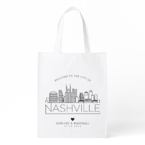 Nashville, Tennessee Wedding | Stylized Skyline Grocery Bag