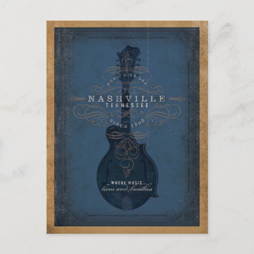 Nashville TN _ Blue Mandolin Postcard