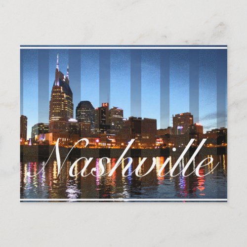 Nashville TN Downtown Night Scene Postcard