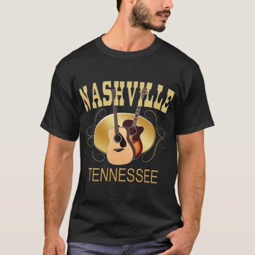 Nashville TN Guitars Mens Dark T_Shirts