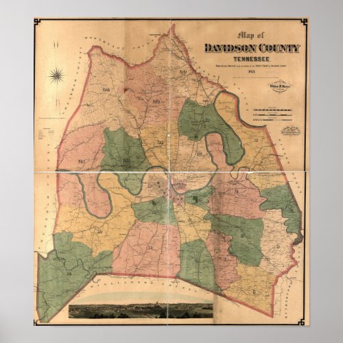 Nashville TN Historic Map Poster