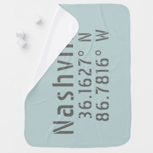 Nashville TN Latitude Longitude Baby Blanket