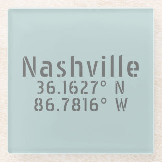 Nashville TN Latitude Longitude  Glass Coaster