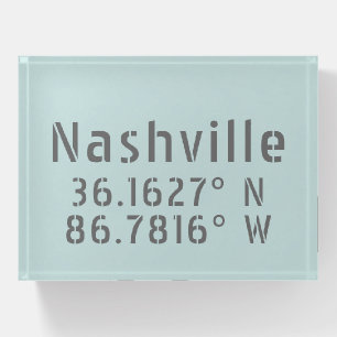 Nashville TN Latitude Longitude Paperweight