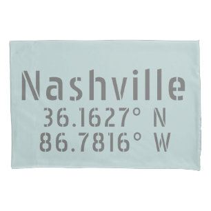 Nashville TN Latitude Longitude Pillow Case