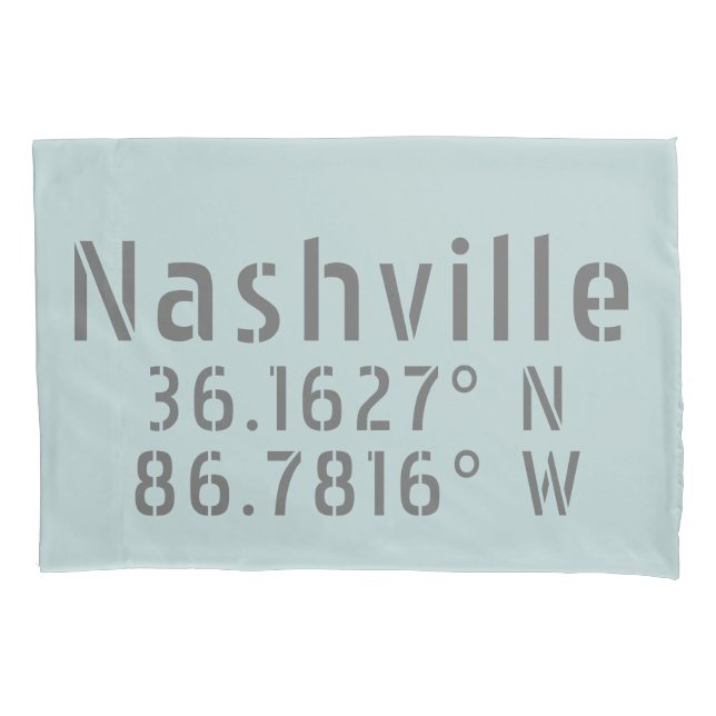 Nashville TN Latitude Longitude Pillow Case (Front)