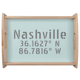 Nashville TN Latitude Longitude Serving Tray