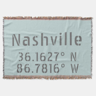 Nashville TN Latitude Longitude Throw Blanket
