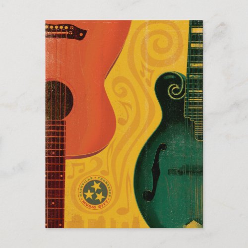 Nashville TN _ Mandolin Guitar Postcard