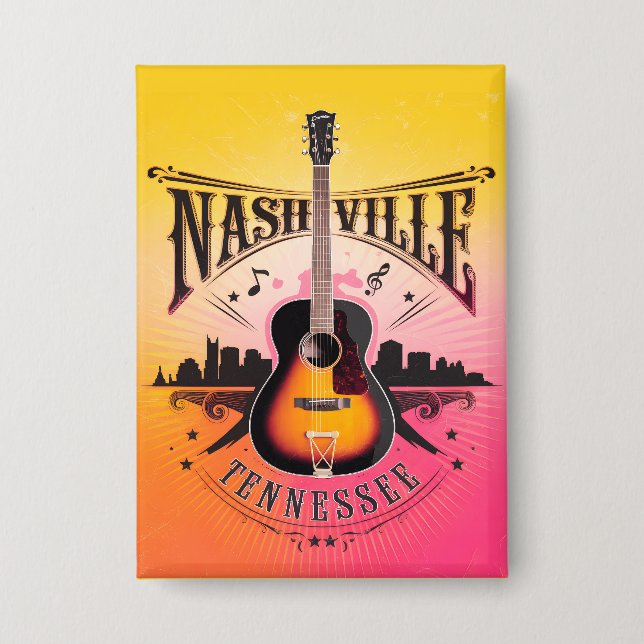 Nashville, TN - Music City USA Button (Front)