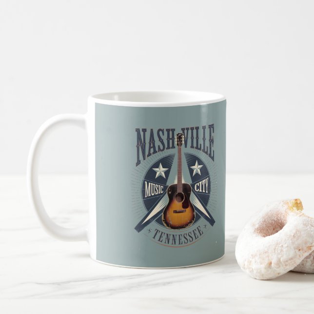 Nashville, TN - Music City USA Coffee Mug (With Donut)