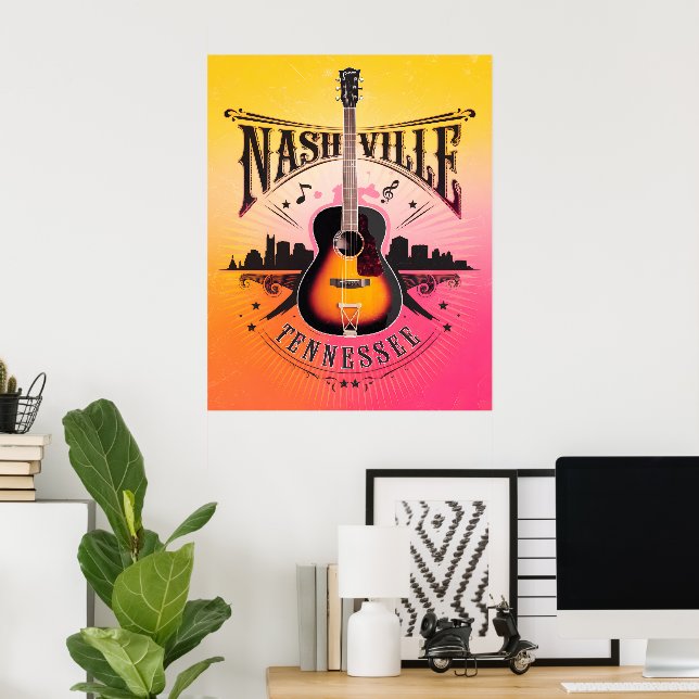 Nashville, TN - Music City USA Poster (Home Office)