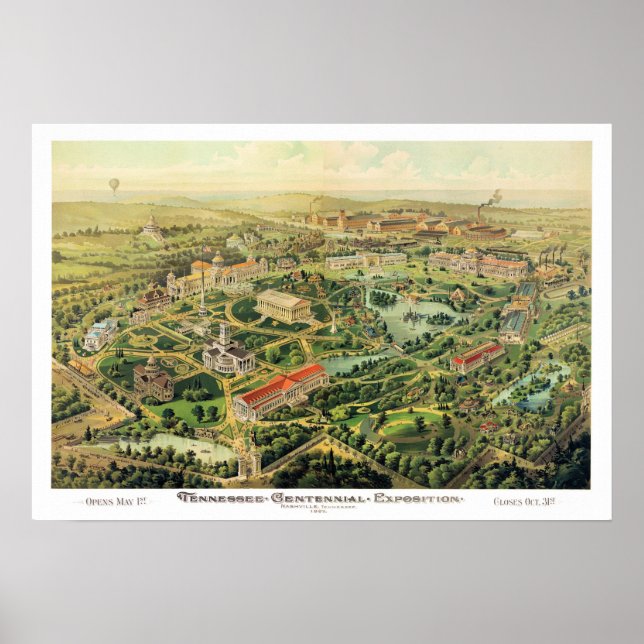 Nashville TN Panoramic Map DIGITALLY REMASTERED Poster (Front)