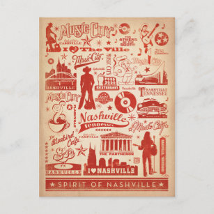 Nashville, TN - Pattern Print Postcard