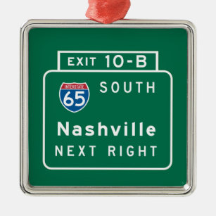Nashville, TN Road Sign Metal Ornament