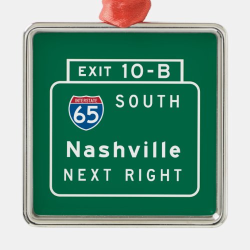 Nashville TN Road Sign Metal Ornament